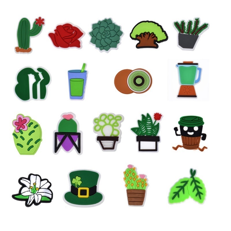 

100pcs/lot Cute Green PVC Shoe Buckle Shoes Accessories Cartoon Ornaments Fit For Croc Charms JIBZ Party Girls Boys Gift