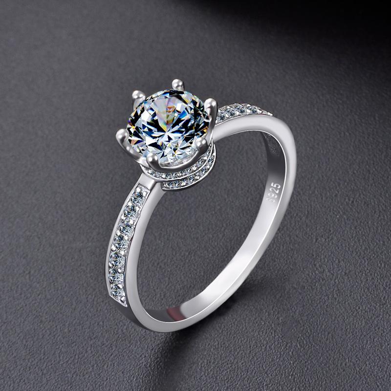 

Cluster Rings 2021 Arrival S925 Sterling Silver Classic Ring Crown With Natural Cubic Zircon Luxury Jewelry For Girl Wedding