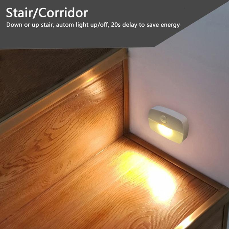 

Night Lights LED Motion Sensor Light Battery Operated Wireless Lamp Mini Wall No Glare Corridor Closet Cabinet Door