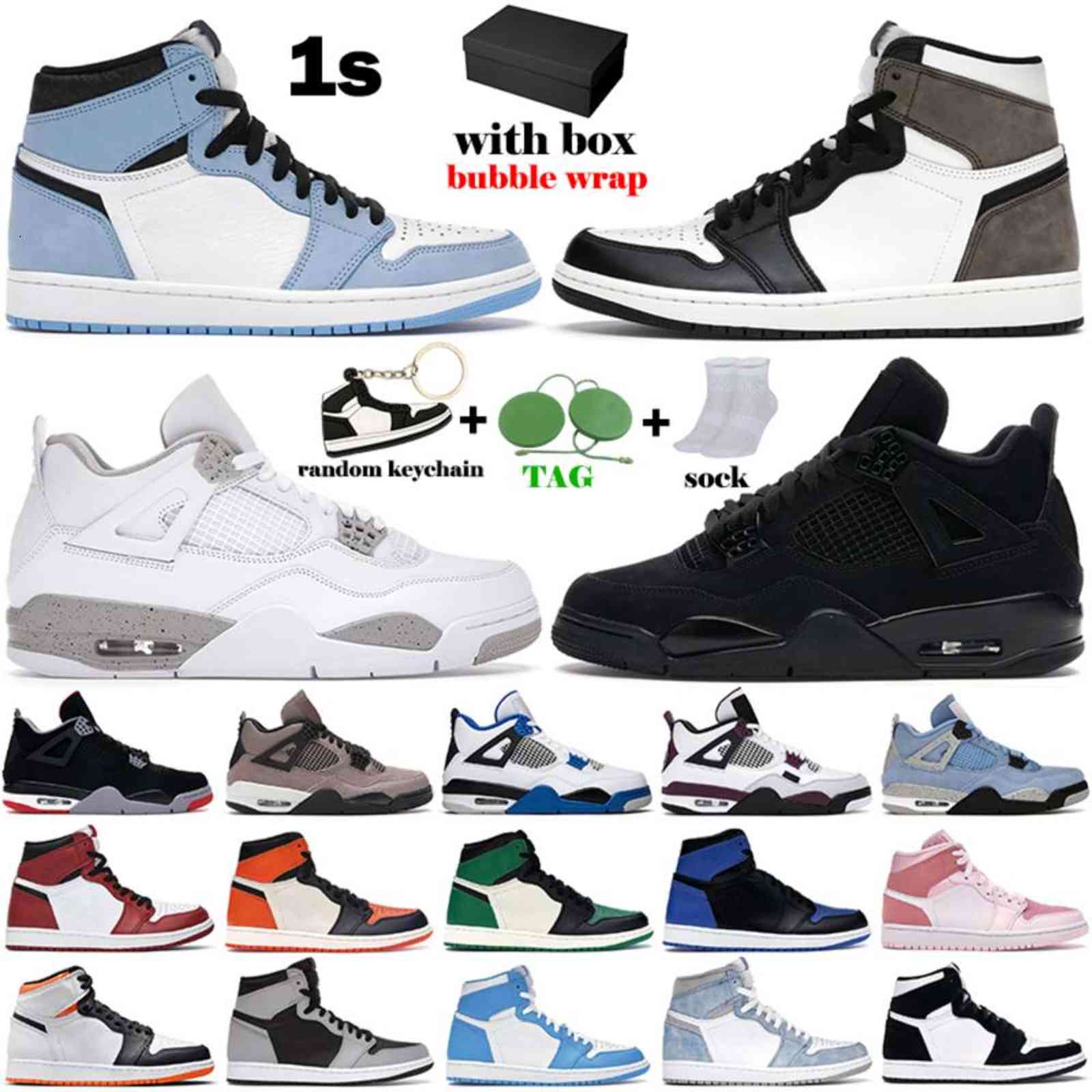 

Basketball Shoes men women 4s University Blue White Black Cat Taupe Haze 1s Hyper Royal Dark Mocha UNC Chicago mens Sports Sneakers, A5