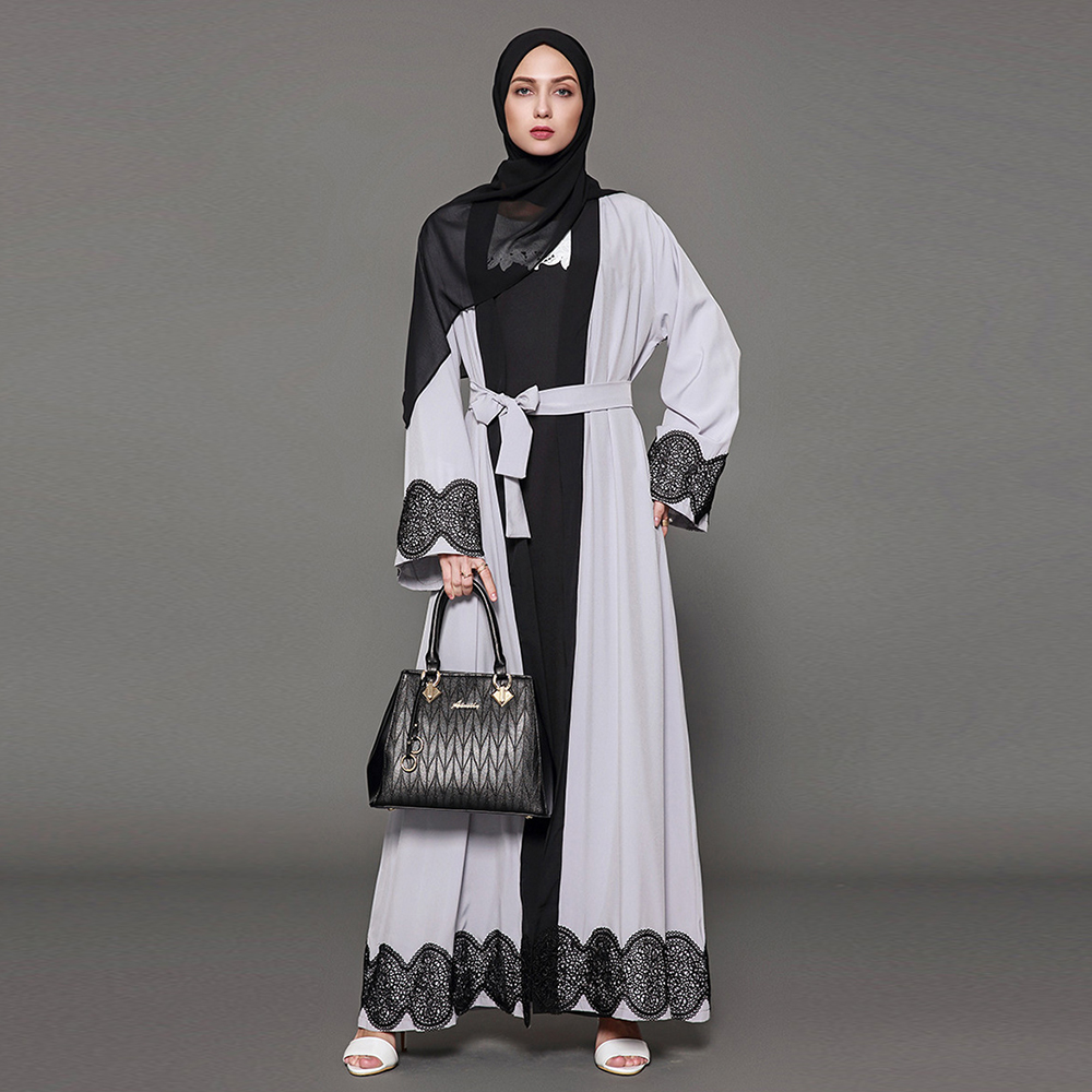 

Plus Size Blusas Mujer De Moda 2021 Gray Abaya Kimono Muslim Women Long Lace Maxi Cardigan Ropa Mujer Korean Fashion Clothing