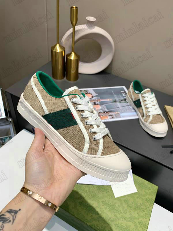 

Classic Tennis 1977 Print Sneaker 2021SS Womens Green And Red Web Stripe Shoe Italy Luxurys Low-Top Lace-Up Cellulose Grid sneakers Designers Casual Shoes, Customize