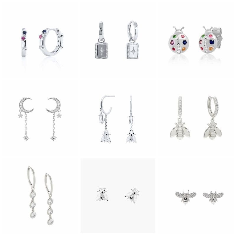 

Stud 2021 Trend Copper Korean INS Bee Earrings Cute Bling Zircon Star Women's Earring Wedding Gothic Jewerly Piercing Pendientes, Golden;silver