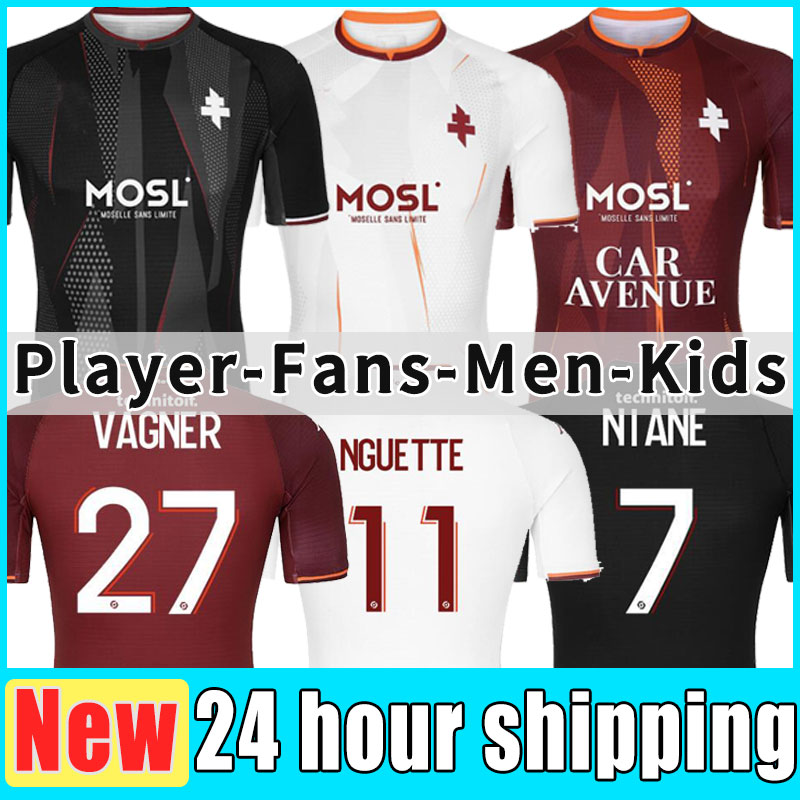 

2021 2022 FC METZ SOCCER JERSEYS DIALLO 20 CENTONZE 18 VAGNER 27 NIANE 7 FOFANA 6 HOME 21/22 JERSEY FOOTBALL SHIRTS thailand top kids player version socks thailand top, Away