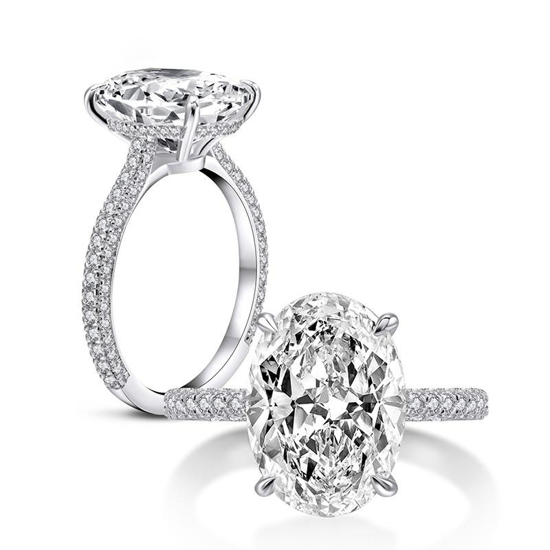 

Luxury 100% 925 Sterling Silver Oval Engagement Rings For Women Pass Diamond Test High Quality Party Fine Jewelry Gift Cluster