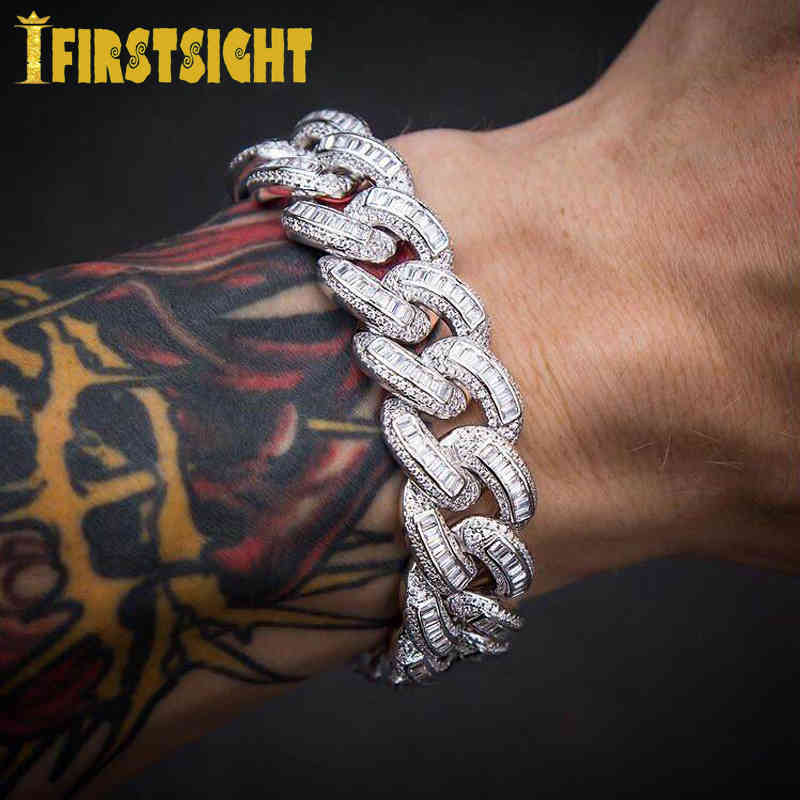 

Iced Out Bling 18mm CZ Heavy Chunky Cuban Link Chain Bracelet Gold Silver Color 5A Zircon Hip Hop Fashion Women Men Jewelry