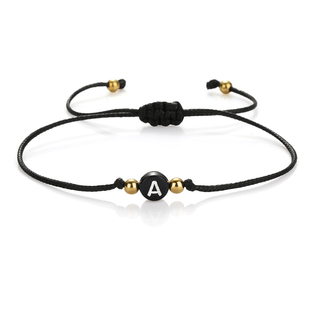 

Personalized Initial Bracelets - Handmade Black and Red Threaded Rope, Adjustable for Men and Women, Couples Jewelry