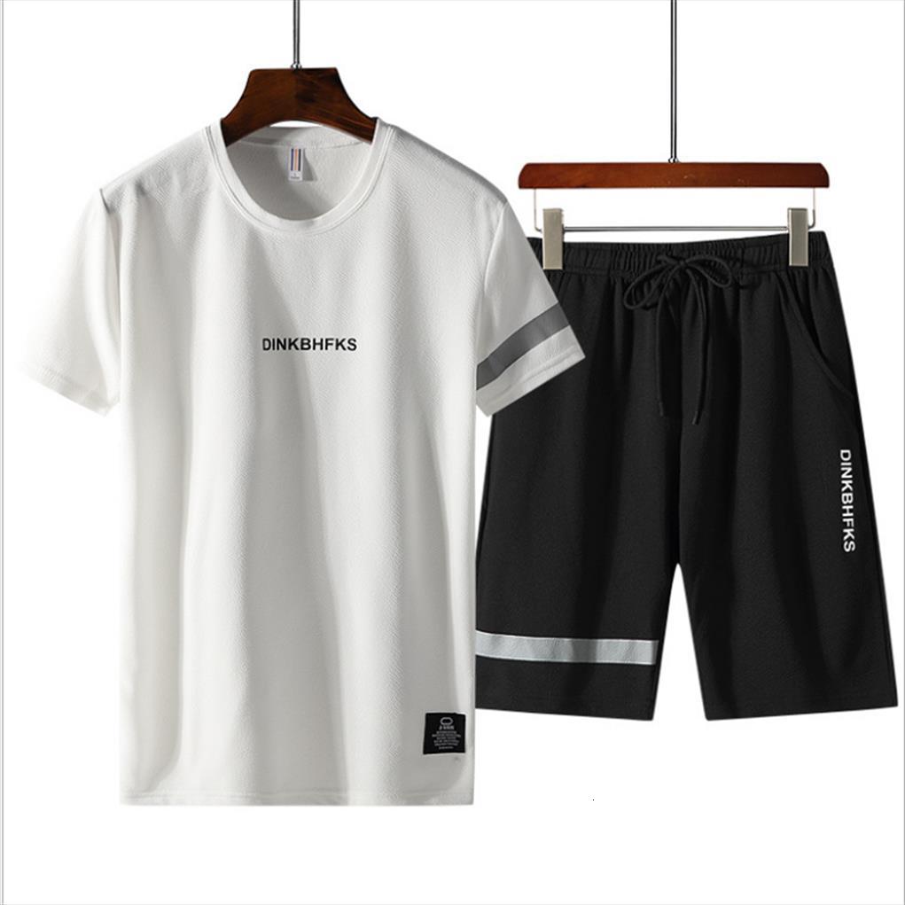 

short sleeve set summer men tracksuit leisure sports two piece web celebrity t shirt shorts fashion wear, Gray