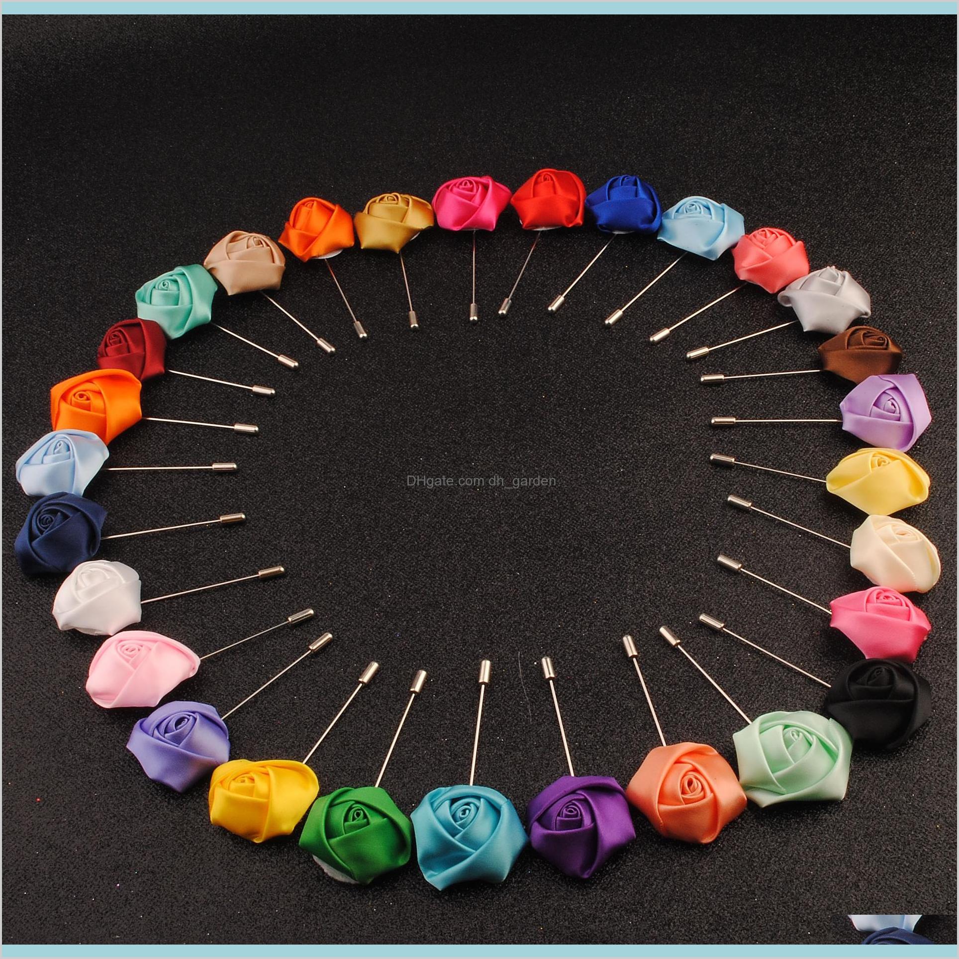 

Classic Handmade Cloth Rose Flower Brooch Boutonniere Long Stick For Men Womens Clothes Accessories Party Cwptu Pins 5Ti2Y