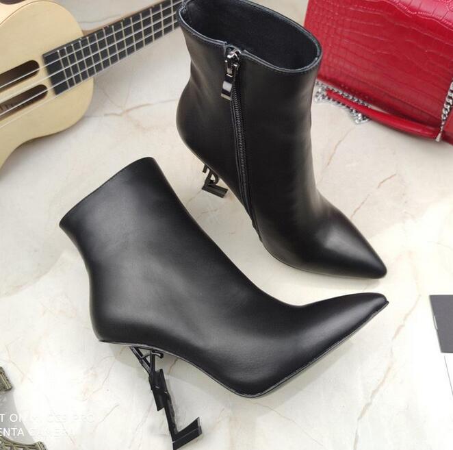 

ladies high heels boots autumn and winter fashion exquisite comfortable woman alphabet heel leather material 35-42, Black
