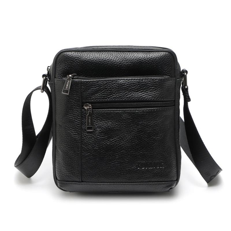 

Wallets Shoulder Bag For Men Brand Head Layer Cowhide Genuine Leather PU Luxury Messenger High Quality Man's Handbag Travel Wallet Male, Black