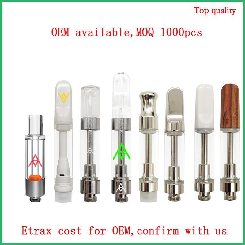 

Customized Atomizers Empty Vape vaporizer Carts Custom 0.5ml 0.8ml 1.0ml 510 Thread no leak brand Logo OEM Packaging