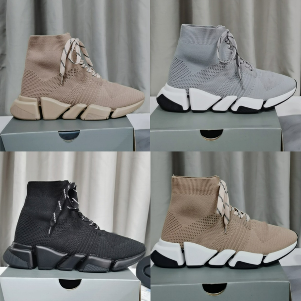 

Top Quality Triple s Knit Socks Shoes Mesh Speed 2.0 Trainer High Race Runners Designer Sneaker Black White Casual Trainers Sneakers with box size 35-45, Blue