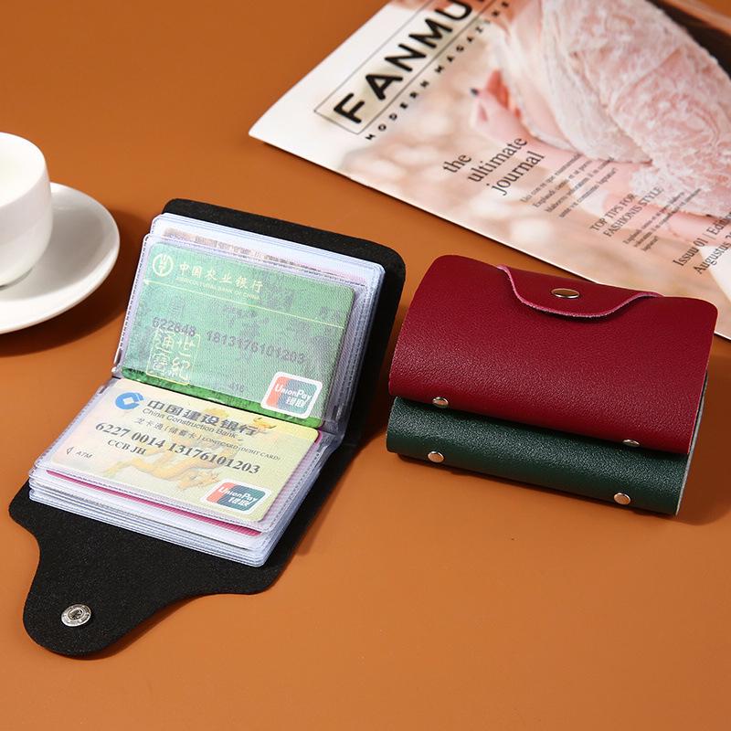 

Card Holders 2021 Leather Function 24 Bits Case Business Holder Men Women Credit Passport Bag ID Wallet, Black