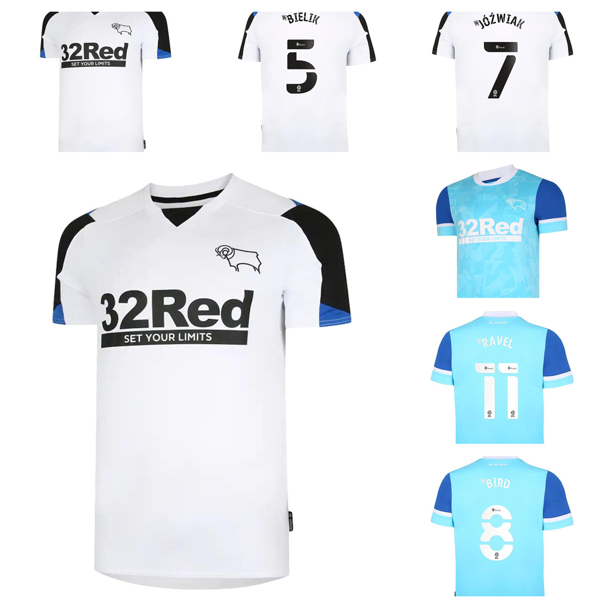 

21/22 Derby County Soccer Jerseys 2021 Home white WISDOM WAGHORN MARTIN Shirt LAWRENCE HOLMES ROONEY Football uniform, Qm4385 21 22 home no patch