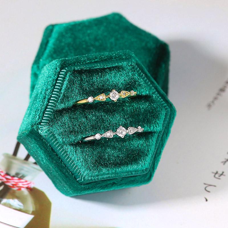 

Cluster Rings Small Women's Ring With Stone Gold Color Thin Geometry Zircon Stacking Dainty Accessories Jewelry Wholesale Lots R397, Golden;silver