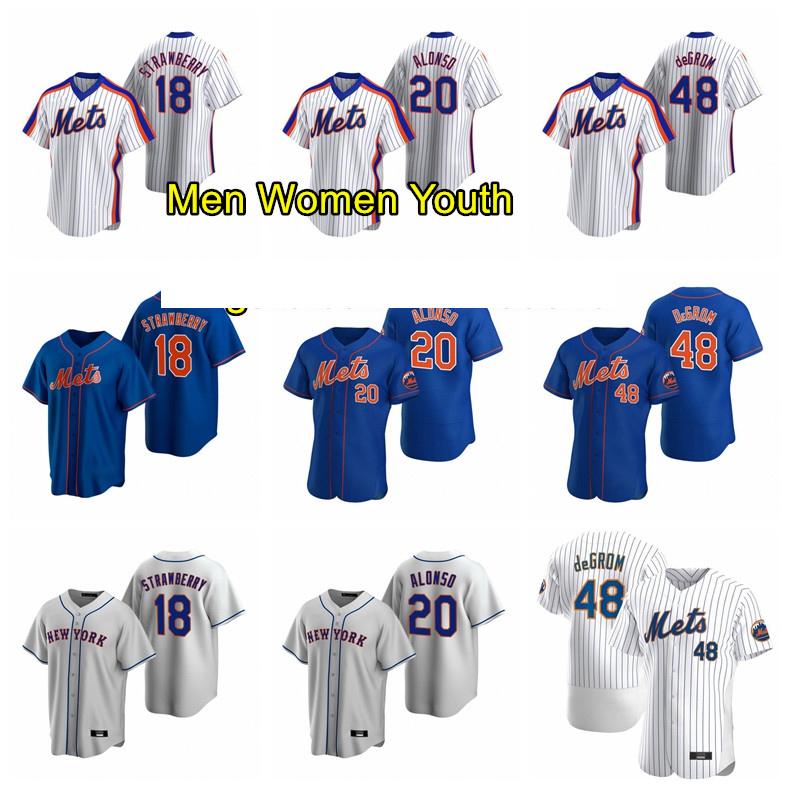 

Hot NewYork Mets 18 Darryl Strawberry Jersey 20 Pete Alonso 48 Jacob deGrom Baseball Jerseys Men Women Youth size -XXXXL, Blue;black