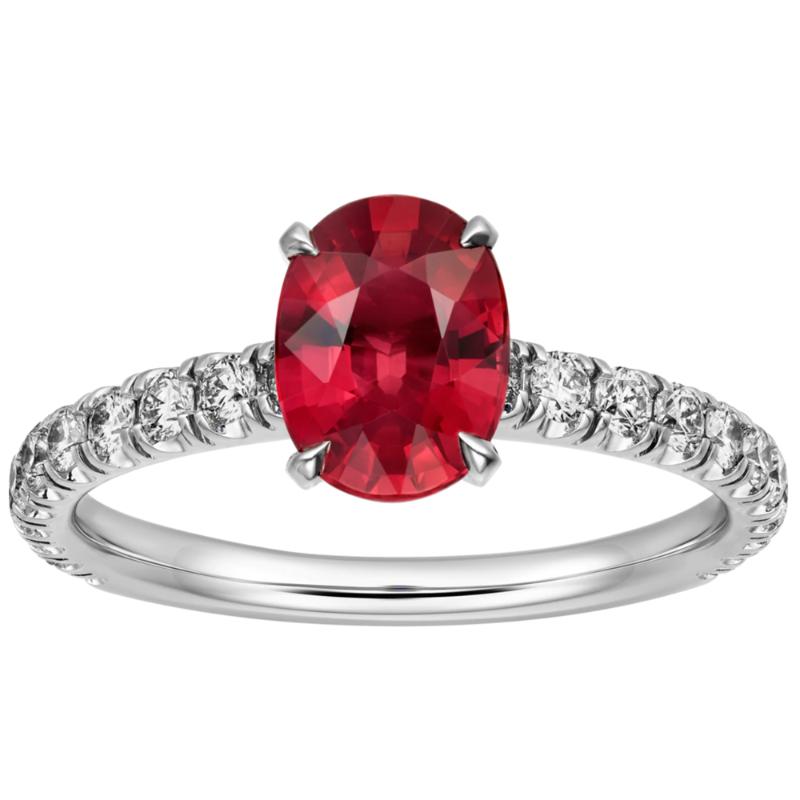 

Au750 White Gold Ring Women Wedding Anniversary Engagement Party Oval Garnet Moissanite Diamond Elegant Romantic Trendy Cluster Rings