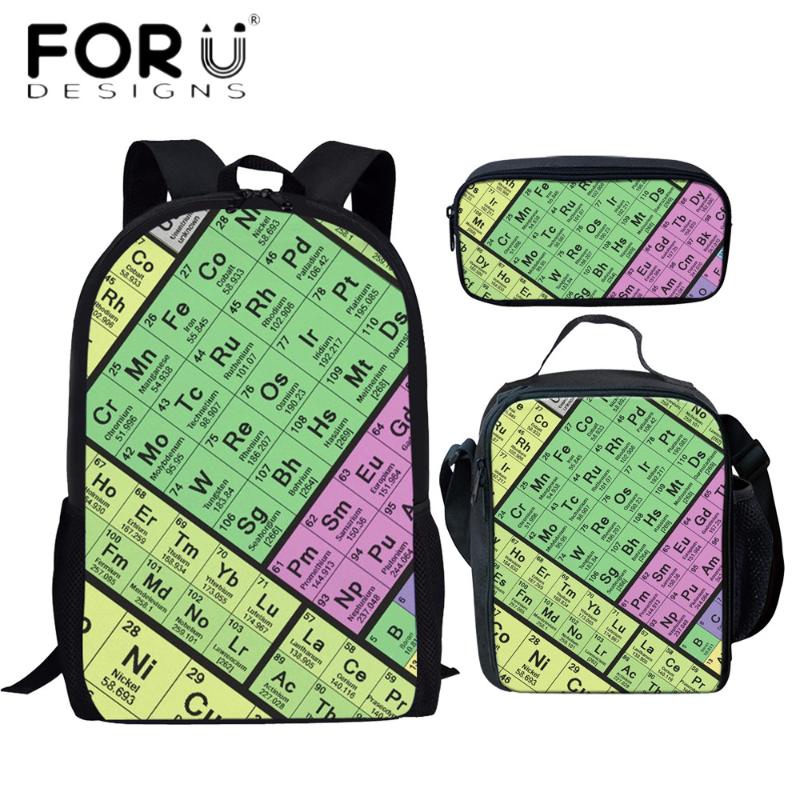

Mochilas Children School Bags 3Set/Pcs For Girls Periodic Table Print Casual Kids Backpack Mochila Escolar