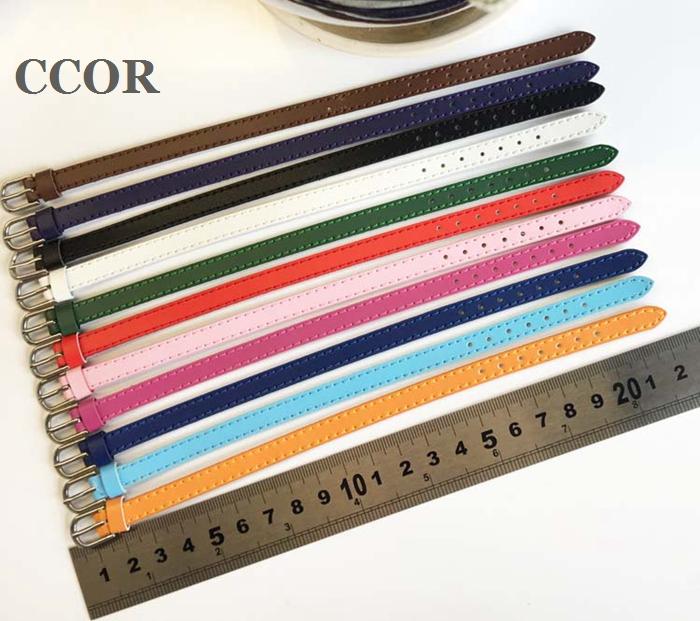 

Charm Bracelets CCOR 20-100PCS 8*210MM Genuine Leather Wristband Fit 8mm Slide Charms Letter Bead DIY Accessories SWD0003