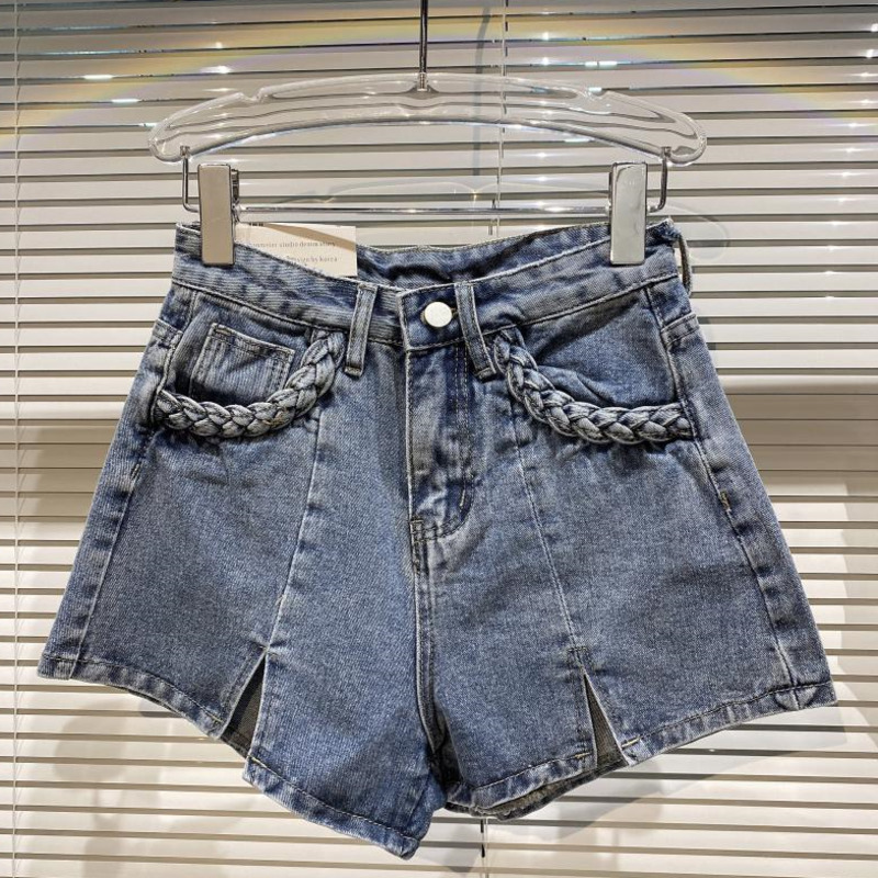 

summer fashion women clothes low waist pockets soild color denim washted shorts female  WR57201L 210525, White