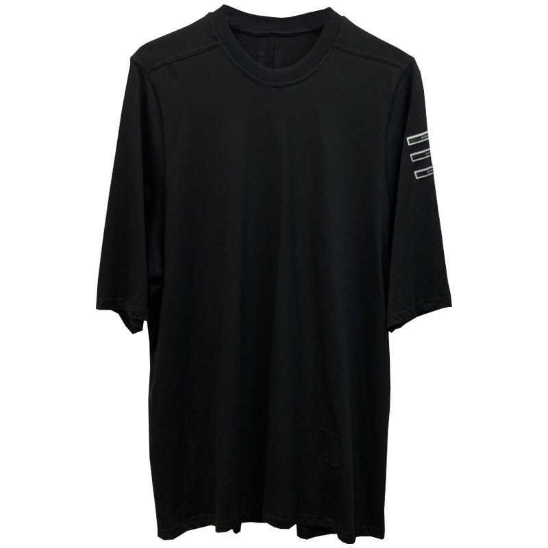 

Men' T-Shirts Rick ro Owens dark trend 5 / 4 sleeve T-shirt Fashion Shoulder personalized loose men' top casual, Black