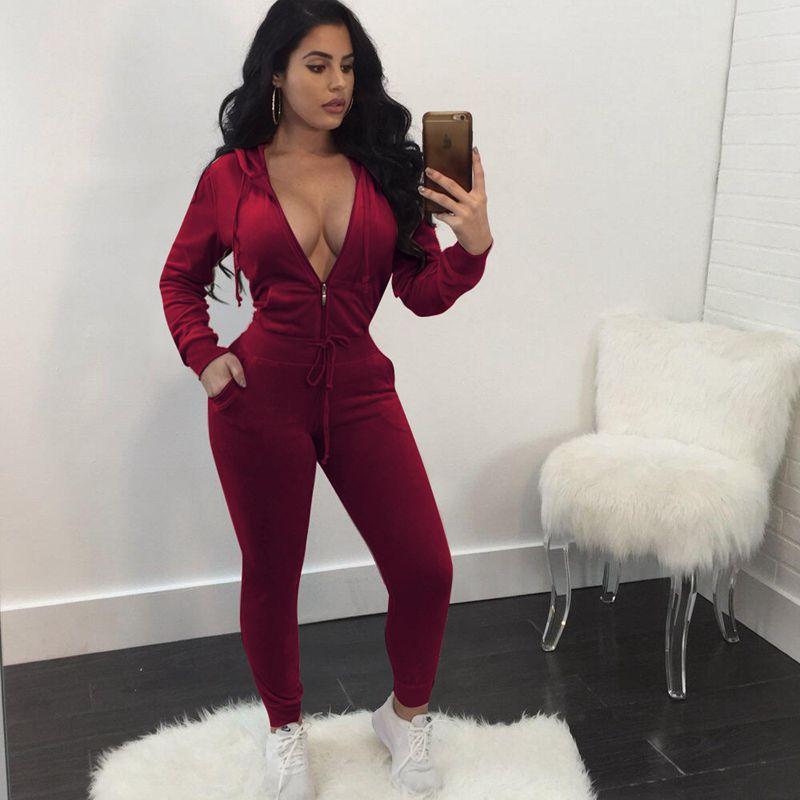 

Women' Two Piece Pants Fall 2021 Fashion Sexy Set Women Hooded Crop Top+Pants Sets Juicy Coutoure Tracksuit Club Outfits Wholesale Items, Black