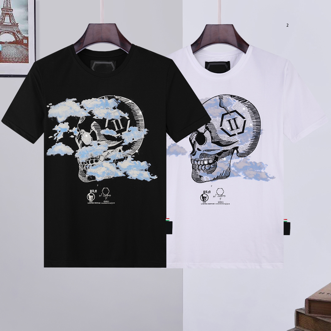 

Phillip Plain Men designer T shirt Geometric Pattern Summer Casual Tee Fashion Ins Style Top Streetwear Loose High Quality Sport Hip-hop 01
