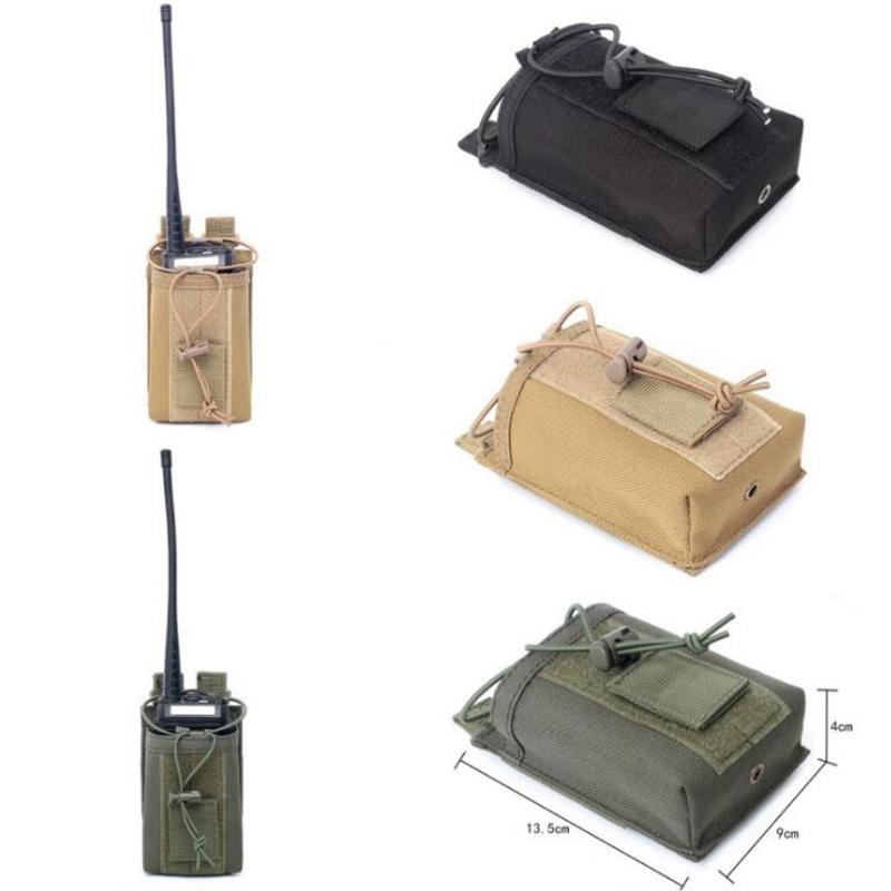 

Stuff Sacks Tactical Bag Military Molle Radio Pouch Walkie Talkie Case Holder Interphone Holster Hunting Magazine Waist Tool, Tan