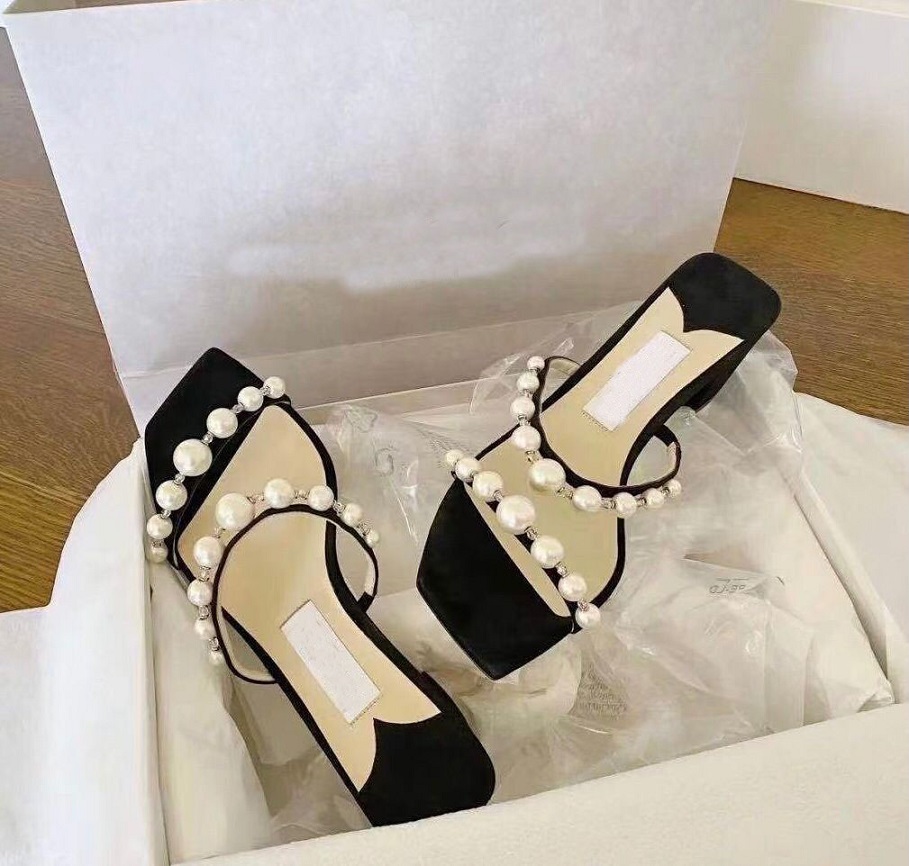 

Famous Brands Women Sandals Pumps Bing Slipper High Heel Brea crystal suede sandal semi-trailer Elegant StylePointed Toe Leather Mules Party Wedding