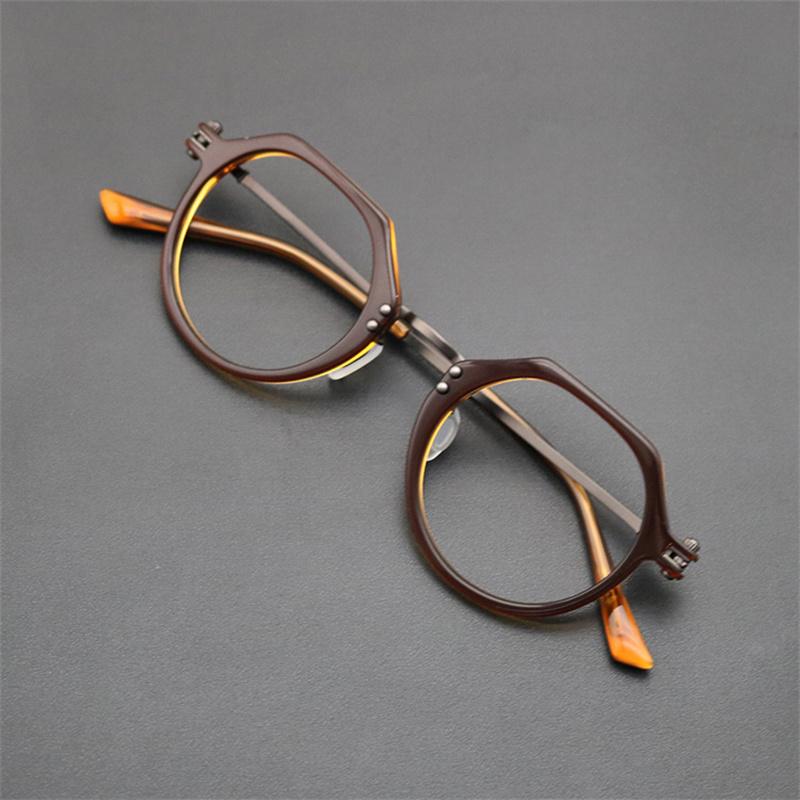 

Fashion Sunglasses Frames Hexagon Acetate Glasses Men Titanium Lightweight Prescription Eyewear High Quality Women Spectacles Oculos De Grau