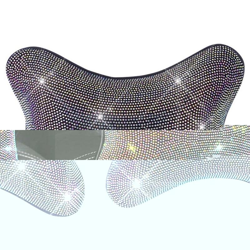 

Seat Cushions Shiny Rhinestone Car Neck Pillow Decoration Accessories Built-In