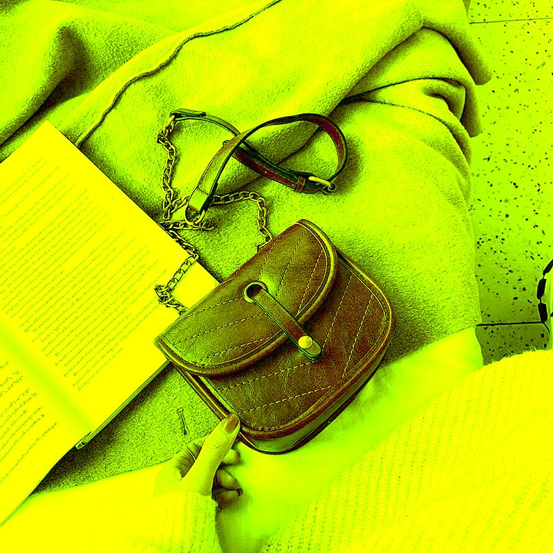 

Solid Color PU Shoulder Messenger Bag 2021 Fashion Casual Wallet Phone Ladies Chain Saddle Bags, Black