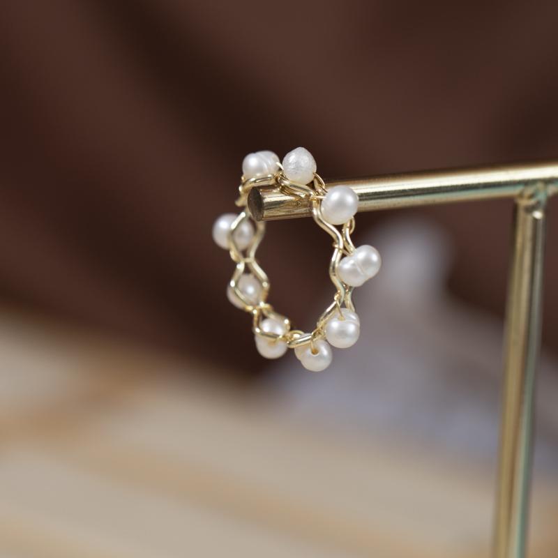 Wedding Rings Natural Fresh Water Pearl Beads Twine Copper Wire Winding Ring Bride Party Birthday Woman Girl Gold Finger Jewelry Gift-image-724874627