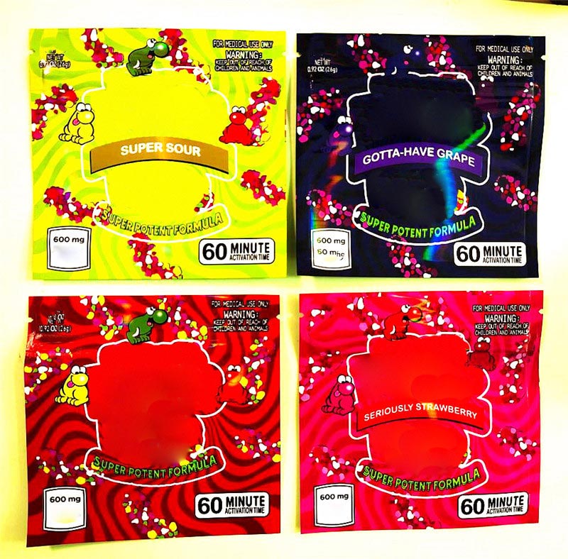 

Square Bites empty Gummy bag smell proof 600mgedible packaging vs cookies gummies bags