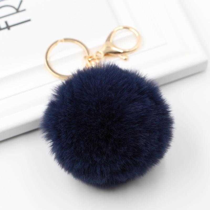 8cm Rabbit Fur Ball Keychain Pendants Plush Car Keychains Accessories Handbag Key Ring Pendant Key-chain Rings