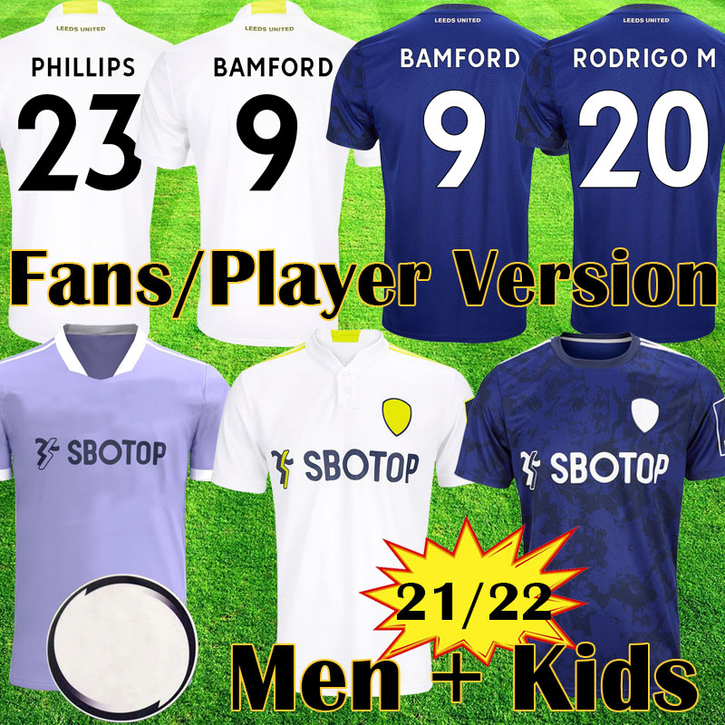 

21 22 LEEDS soccer jersey Player version 2021 2022 UNITED home football shirt PHILLIPS BAMFORD RAPHINHA LLORENTE R RODRIGO men kids kits, Kids home
