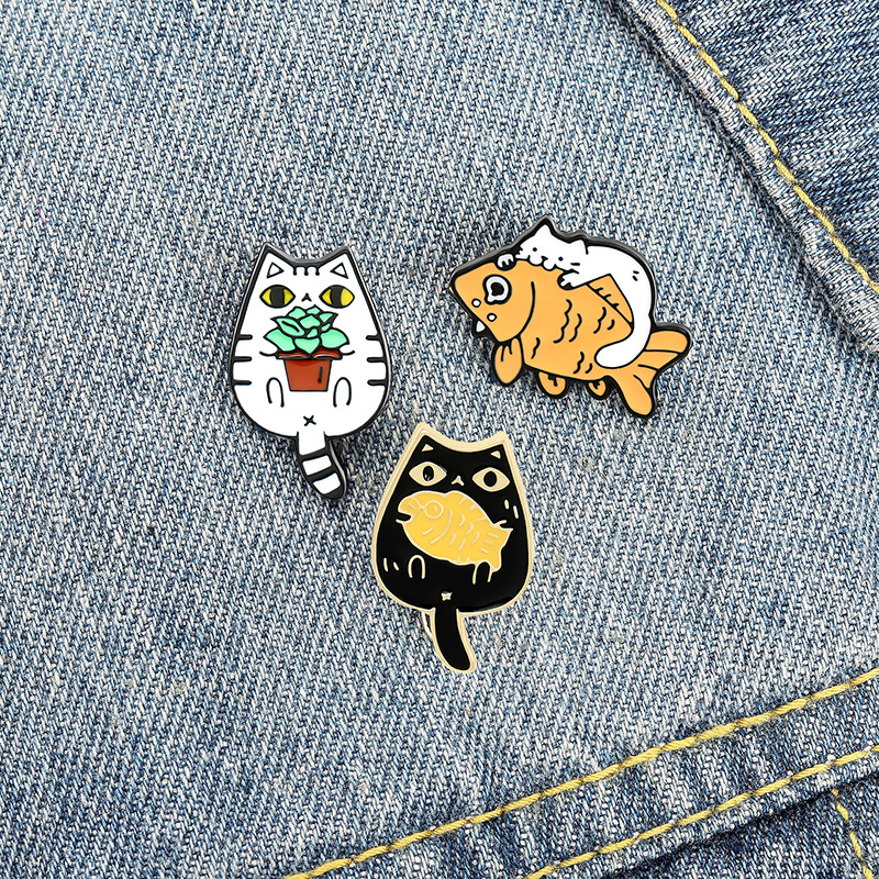 Cat Fish Metal Brooches Pin Enamel Brooches Pins for Women Men Gift Fashion Jewlery-image-747555504