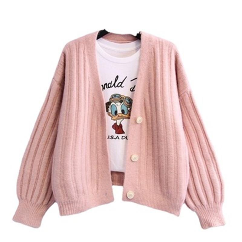 

Women's Knits & Tees 2022 Winter Sweater Knitted Cardigan Korean Clothes Version Lazy Loose Student Coat Fashion Tops For Women ZY6244, White