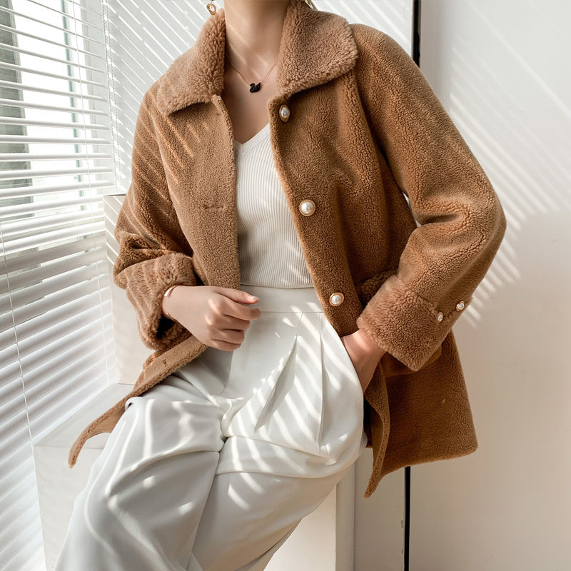 

Teddy Coat Women Jacket 2021Autumn Winter Thick Padded Jackets Coats Oversized Ladies Lambswool Faux Fur Coat, Black