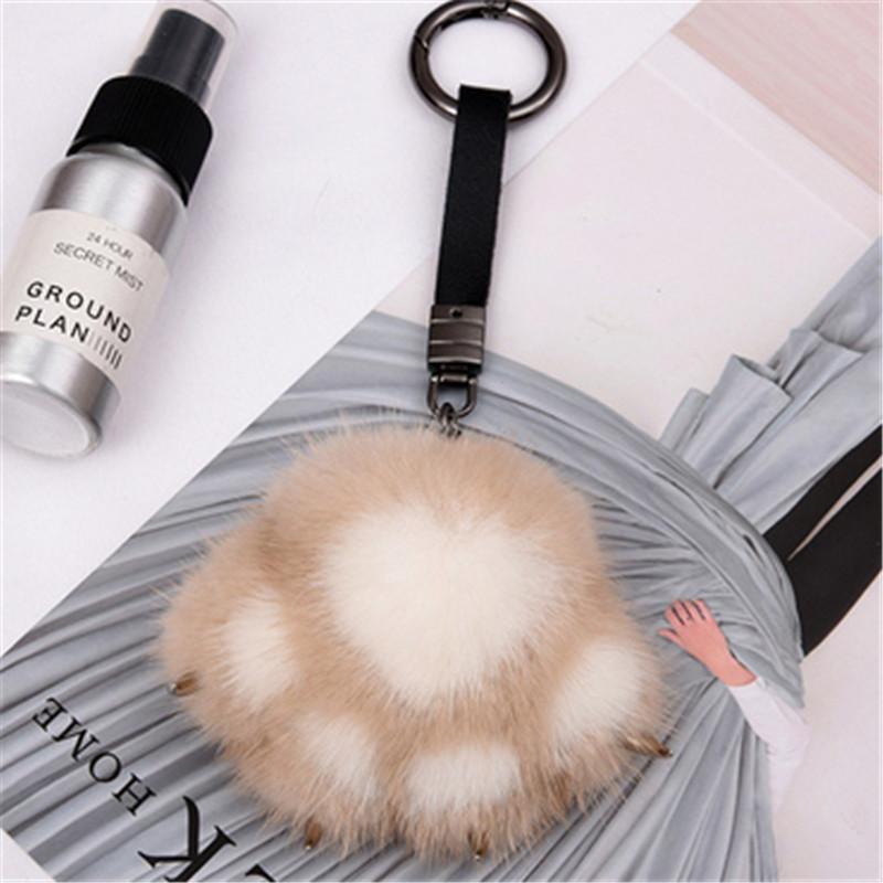 

Keychains Fashion Multi-Color 8cm Fluffy Keychain Wilf Claw Pompom Car Charm Frmale Bag Mobild Phone Pendant.