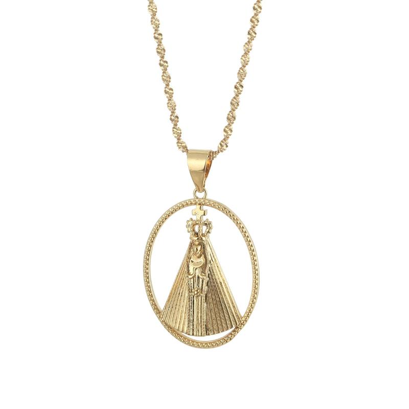 

Chains Gold Color Our Lady Of Aparecida Virgin Mary Cross Pendants Necklaces Luxury Women Men Girls Religion Jewelry Accessories, Silver