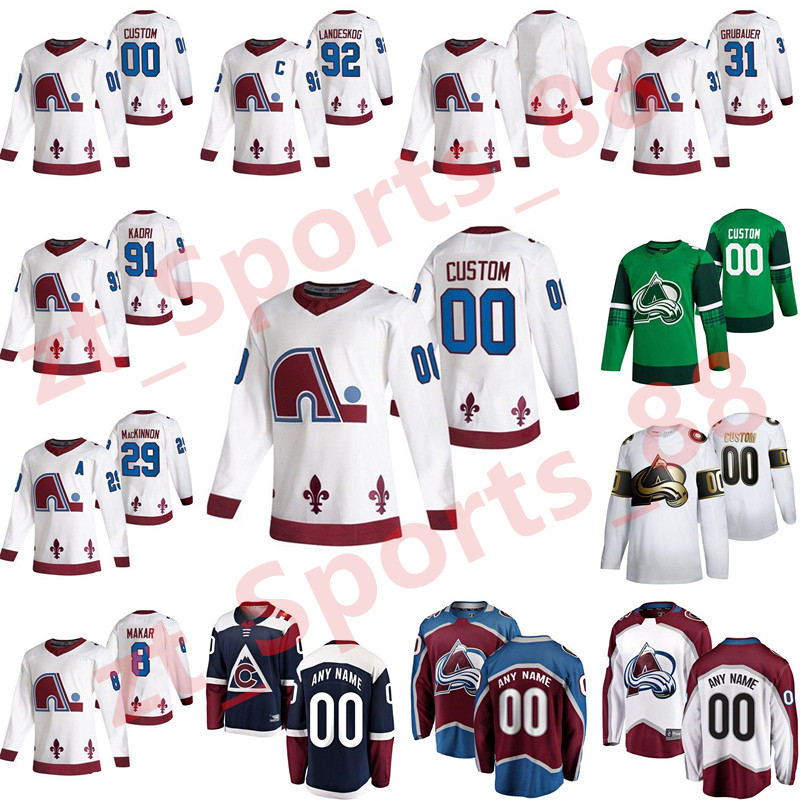

2021 Reverse Retro Colorado Avalanche Hockey Jersey Philipp Grubauer Nazem Kadri Ryan Graves Andre Burakovsky Erik Johnson Custom Stitched, Black;red