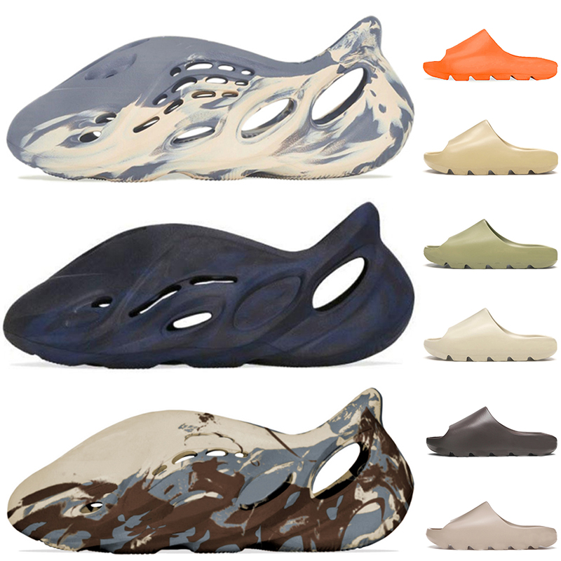 

kanye slides slippers sandals shoes foam runner MXT Moon Gray Cream Clay Ararat Desert Sand Enflame Orange Soot men women slide slipper sand