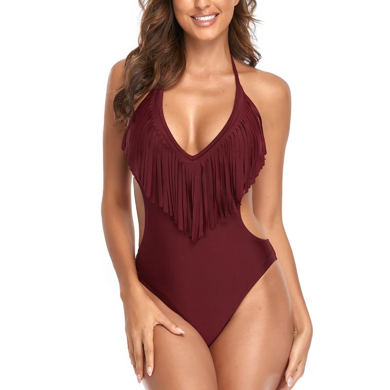 

One-Piece Suits Summer Style Bikini Suit Bra Lace Ladies Fringed Surfing Swimwear Sexy Beachwear Comfortable Outdoor