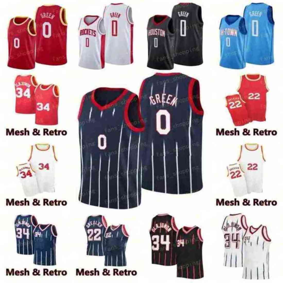 

Jalen 0 Green Hakeem 34 Olajuwon Clyde 22 Drexler Retro Basketball Jersey Tracy 1 McGrady Vintage Jerseys Shirt 75th Anniversary, As