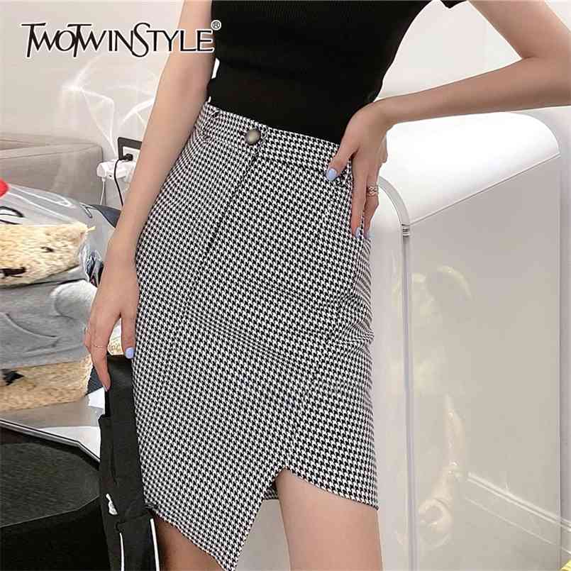 

Casual Plaid Bodycon Skirt For Women High Waist Irregular Hem Slim Mini Skirts Female Summer Fashion Clothing 210521, Aspicture