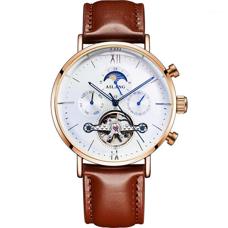 

Automatic Mechanical Watch Men Wrist Fashion Skeleton Sport Waterproof Tourbillon Relogio Masculino Kol Saati Wristwatches, Color11 leather band