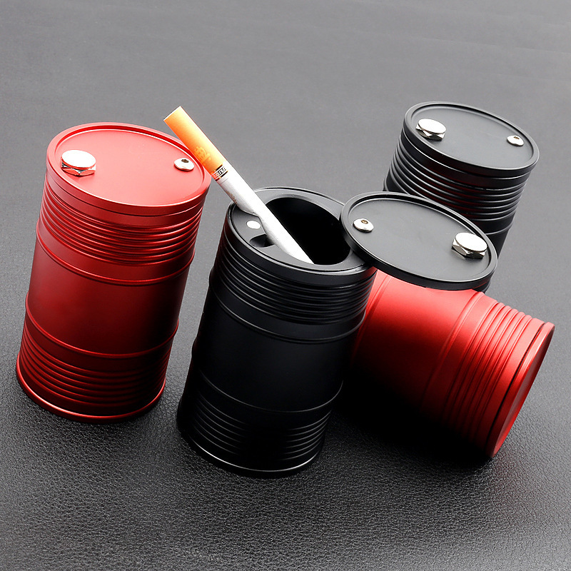 

Aluminum alloy automotive ashtray personalized vehicle suspension with cover universal ashtray metal oil drum creative cigarette products