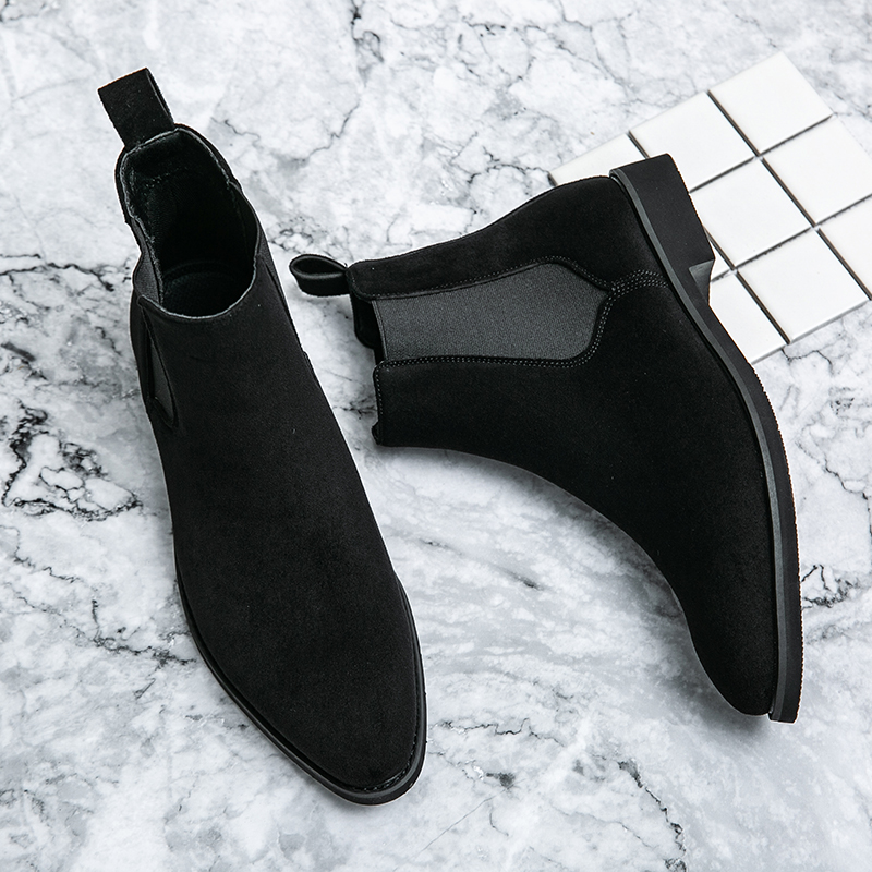 Botines Faux Suede Slip on 2021 New Men Shoes Ankle Chelsea Boots Casual Outdoors Fashion Classic Comfortable Solid Spring Autumn DP073